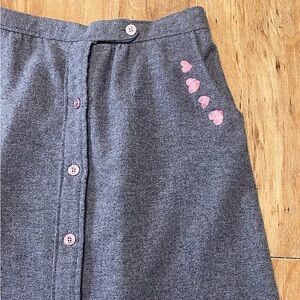 Vintage Wool Blend Skirt w/ Embroidered Hearts